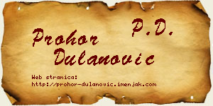 Prohor Dulanović vizit kartica